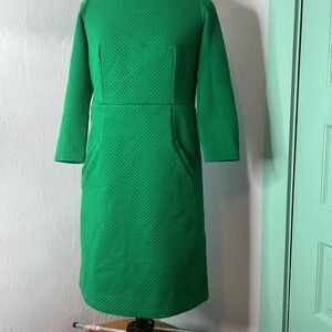 Boden size US6R, UK10R  Green Women's Dress warm quilted w pockets 3/4 sleeve